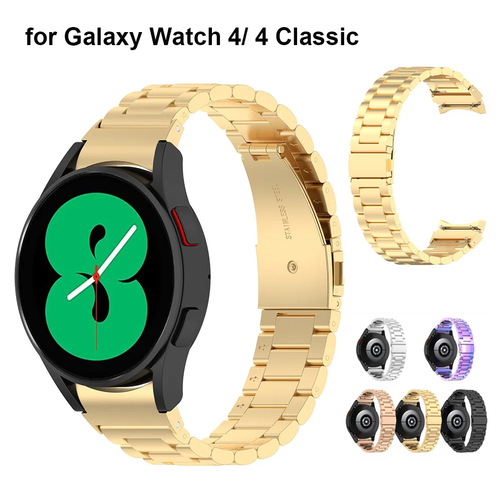 Gold Metal Luxury Bands for Samsung Galaxy Watch 7/5/6 40mm 44mm/ Galaxy Watch 4 Classic 46mm 42mm Stainless Replacement Strap