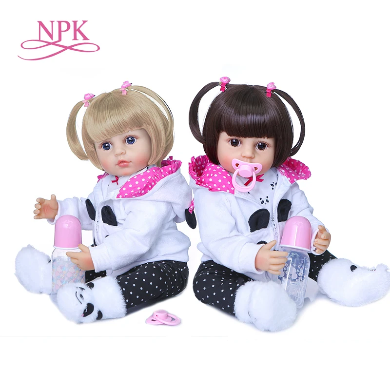 55CM original NPK full body silicone bebe doll reborn toddler girl princess doll two hair colors bath toy