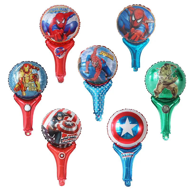 10pcs 29*50cm Hand Stick Hero Foil Balloon Mickey Minnie Spiderman Air Globals Balls Baby Kids Toys Birthday Party Decoration