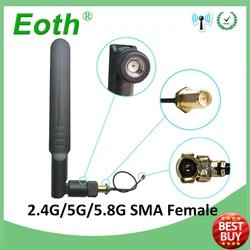 EOTH-antena de 2,4g 5,8g 8dbi sma hembra wlan wifi, enrutador de doble banda tp, antena de enlace IPX ipex1 SMA, Cable de extensión macho pigtail