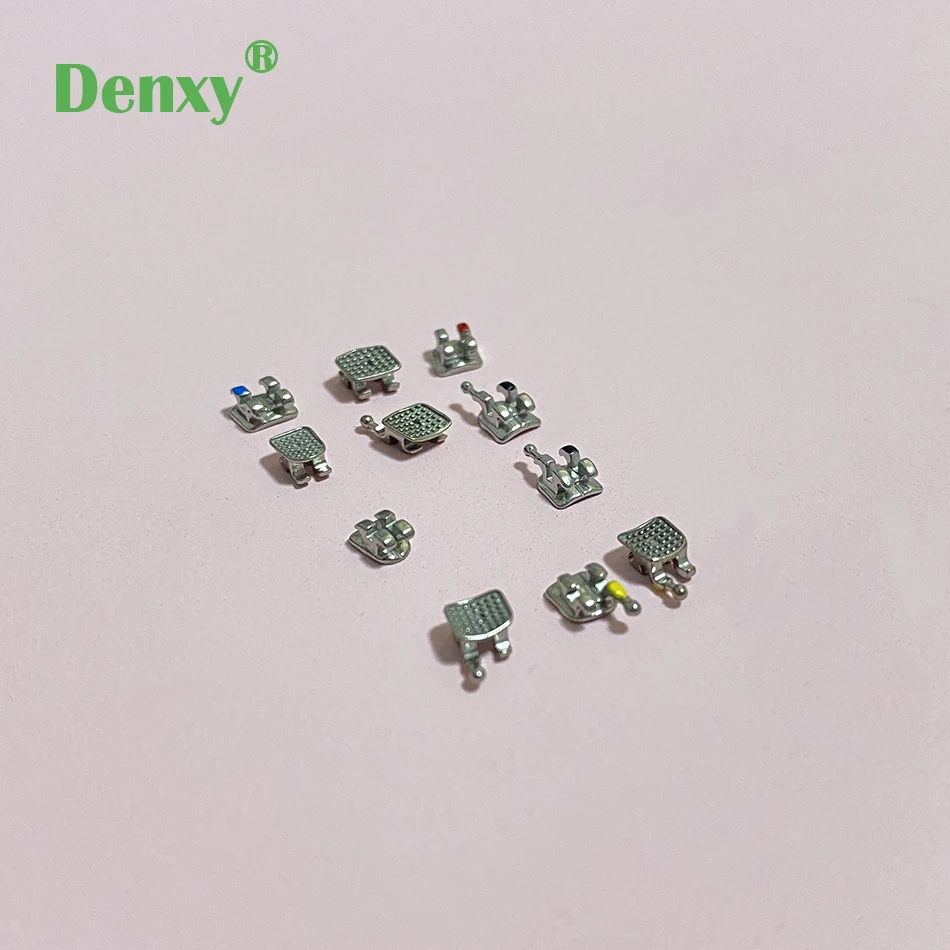 Denxy Hot sales 10sets Dental Orthodontic MIM Bracket MINI Metal brackets star base dentist Orthodontic Brace Roth/MBTt/Edgewise