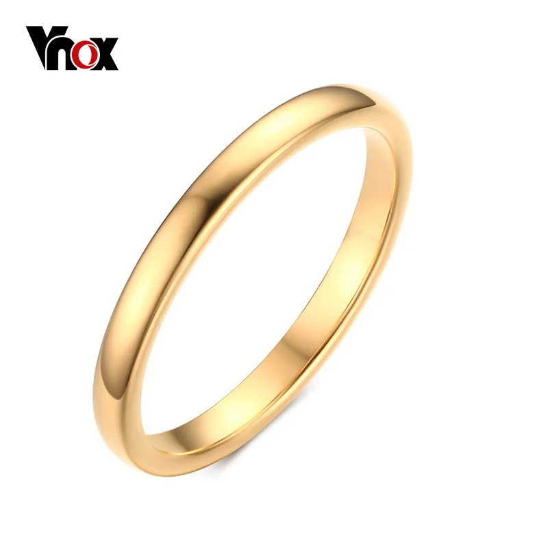 

Vnox Cute Women's Gold-color Rings Trendy 2 mm Tungsten Carbide Wedding Bands for Women Jewelry