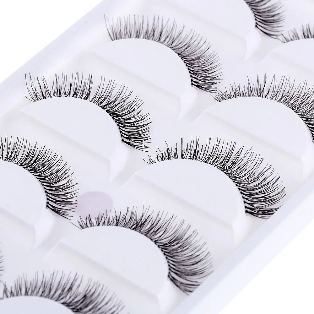 5 Pairs Makeup Natural Cross Handmade Black Eye Lashes Extension False  Eyelashes