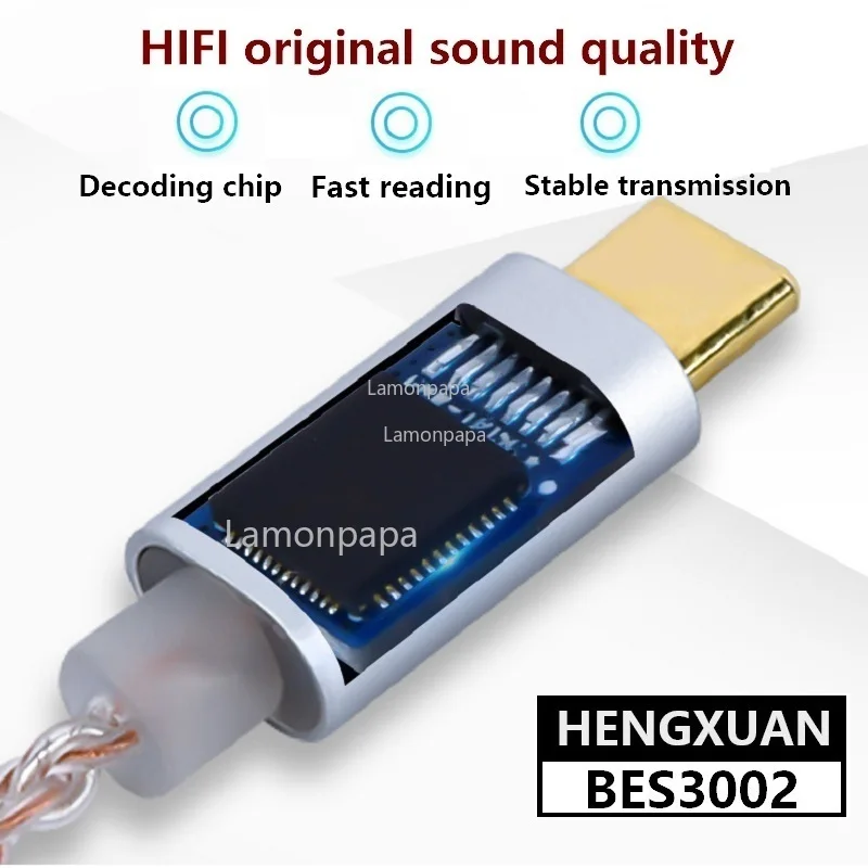 TYPE-C 3.5มม.HIFI DAC เครื่องขยายเสียงหูฟัง BES3002 Digital Decoder หูฟังแจ็คอะแดปเตอร์เสียง32bit 384KHz AUX Converter