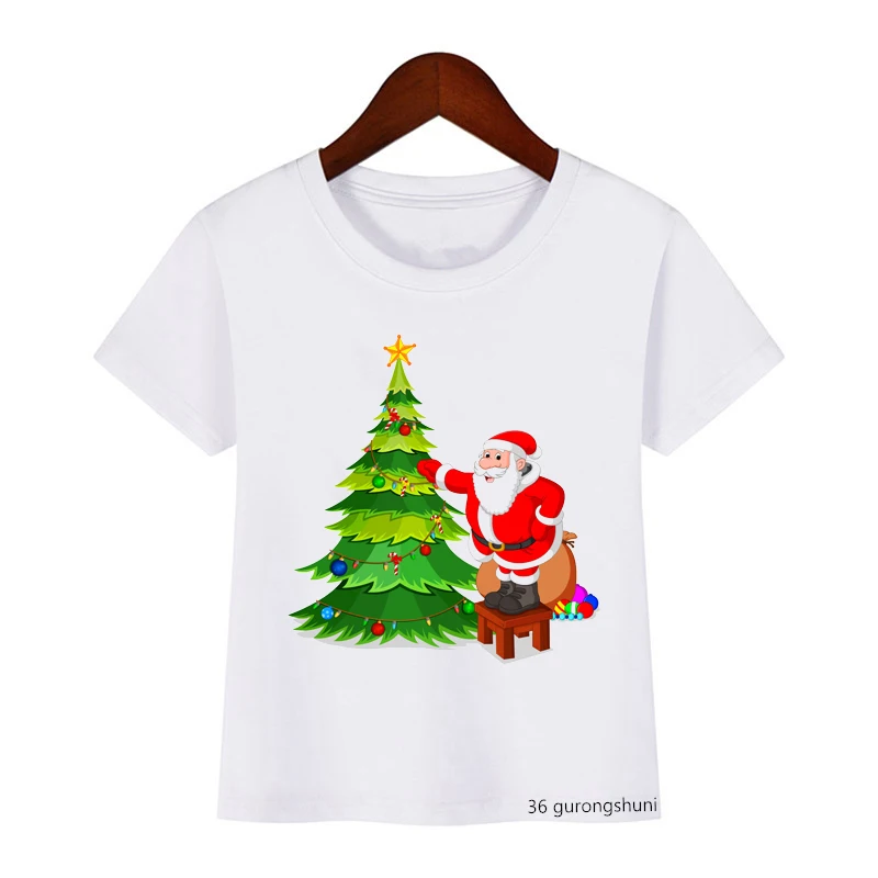 Newly Children'S T-Shirt Santa Claus Gift Printing Boys T Shirt Summer Casual Girls Tshirt Christmas Clothing Tops Dropshipping