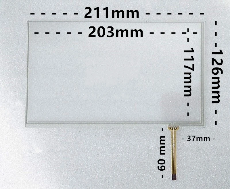 

New 9-inch 4-wire resistive on-board navigation screen Handwritten external touch screen 211X126mm