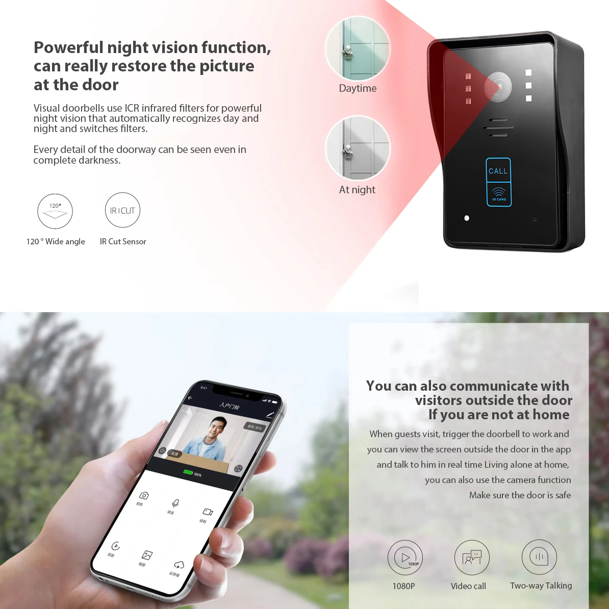 Sistema de control de acceso para el hogar, intercomunicador inalámbrico para teléfono, timbre, cámara, interruptor de salida, cerradura de puerta