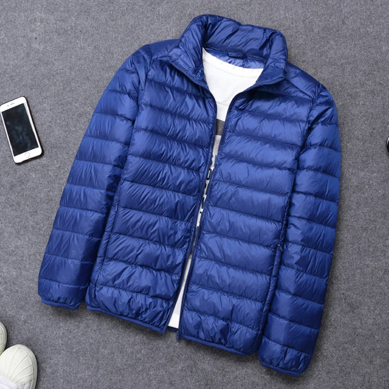 0-10℃ Man Ultra Light Down Jackets Men Winter Coat Ultralight Portable Stand Collar Down Parkas Windproof Overcoat 6XL