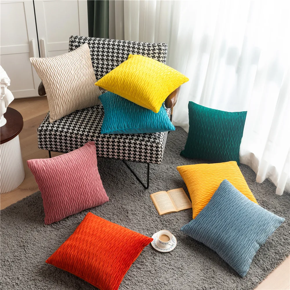 

Solid Color Velvet Three-Dimensional Small Triangle Texture Sofa Cushion Cover Nordic Home Decoration Craftsmanship Pillowcase