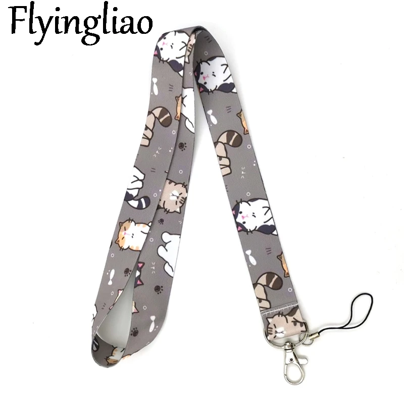 Cartoon cat Neck Keychain Necklace Webbings Ribbons Anime Cartoon Neck Strap Lanyard ID badge Holder Keychain Lanyards