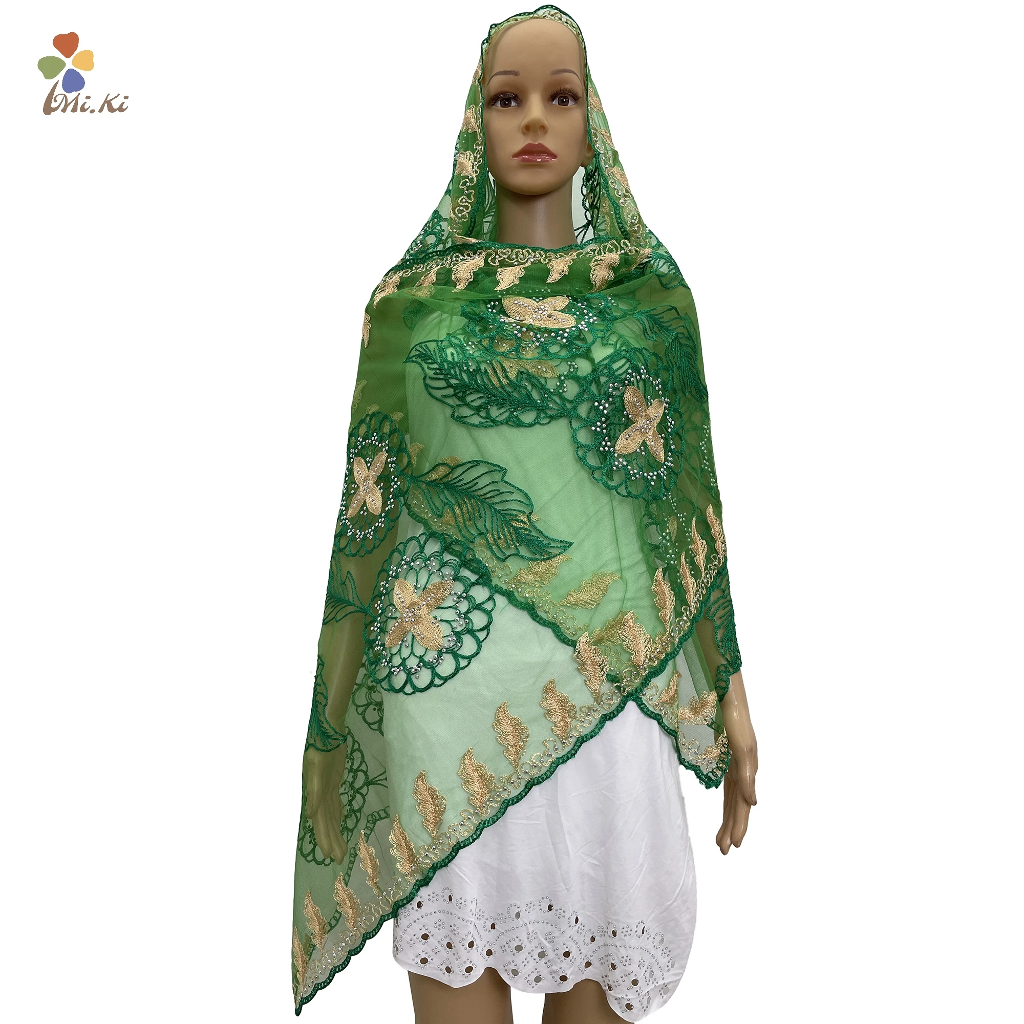 New High Quality African women scarf muslim embroidery net scarf hijab scarf Small size scarf for shawls BK111