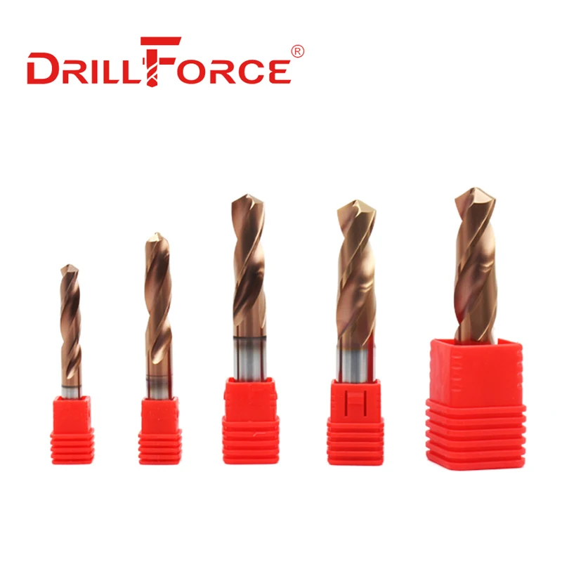 Drillforce 3 uds 2mm-9mm x 80mm OAL HRC55 juego de brocas de carburo sólido, broca helicoidal de flauta en espiral para herramientas de aleación dura de acero inoxidable