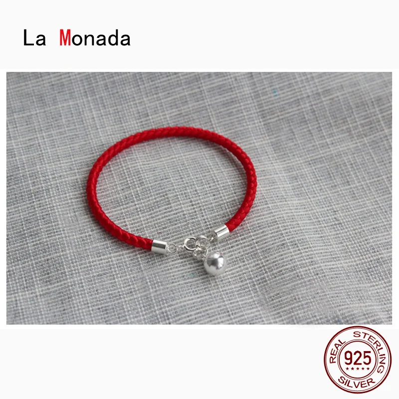 La Monada Bell Red Thread For Hand 925 Sterling Silver Bracelet Red Thread String Rope Bracelets For Women Silver 925 Couple