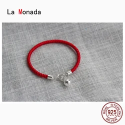 La Monada Bell Red Thread For Hand 925 Sterling Silver Bracelet Red Thread String Rope Bracelets For Women Silver 925 Couple