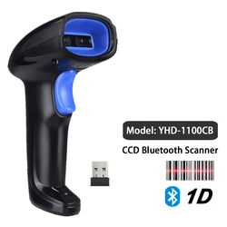 1100CB Bluetooth 2.4G Wireless 2-in-1 Barcode Scanner 1D CCD Cordless Screen Bar Reader for Computer and Android iOS Phone