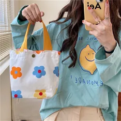 Floral Mini Canvas Shopping Handbags Reusable Foldable Tote Bags Women Canvas Shoulder Bags Female Ulzzang Funny Eco Shopper Bag