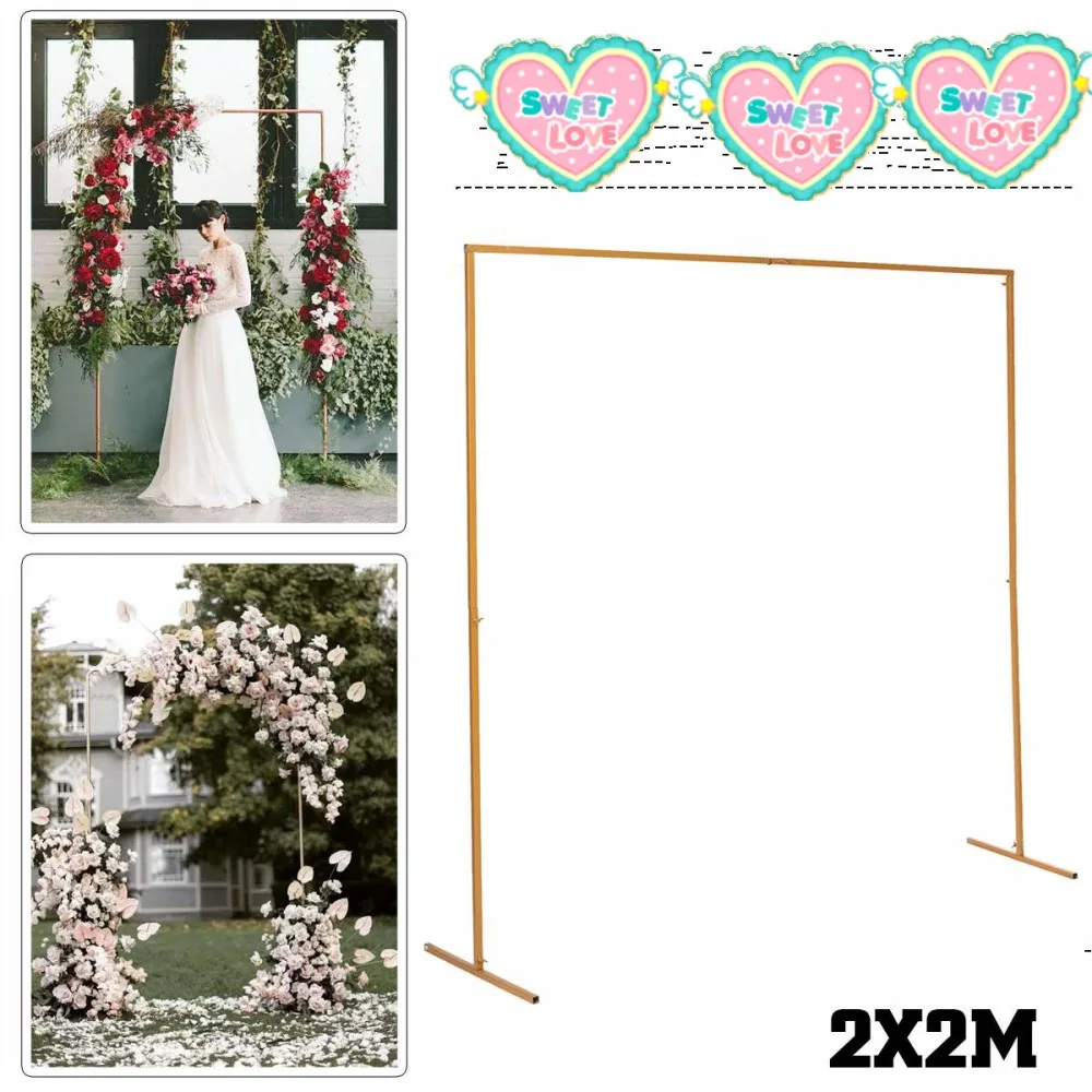 

2M X 2M Wedding Stage Background Frame Wrought Iron Decorative Flower Stand Custom Wedding Square Arch Shelf Wedding Decor