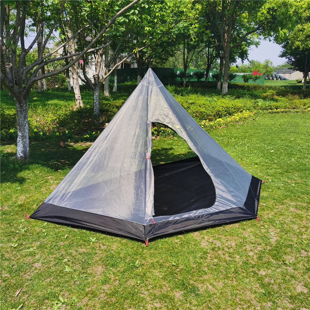 

Pentagon Pyramid Inner Tent Rodless Backpacking Travel Tourist Camping Teepee Tent Ultralight Summer Mesh Tent 285*140*130cm