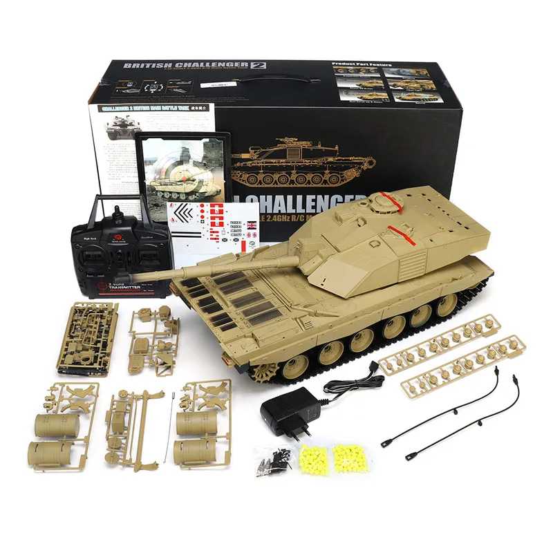 Large Battle Remote Control Tank Car With LED lights Simulation Sound and Action Launch Bullet BB With Vibration Smoke RC Tanks