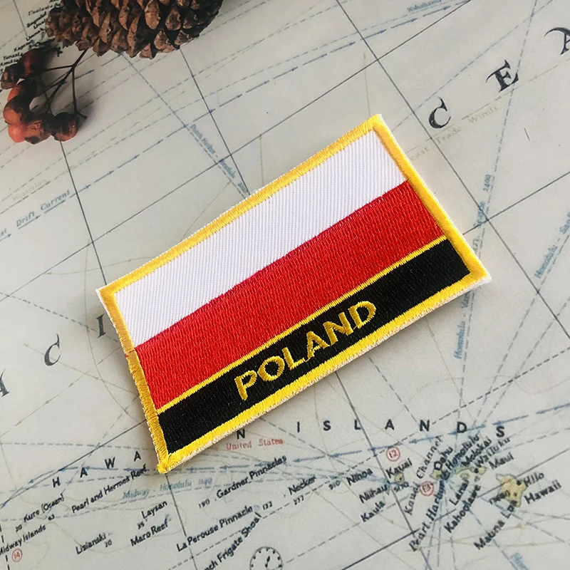POLAND National Flag Embroidery Patches Badge Shield And Square Shape Pin One Set On The Cloth Armband   Backpack  Decoration