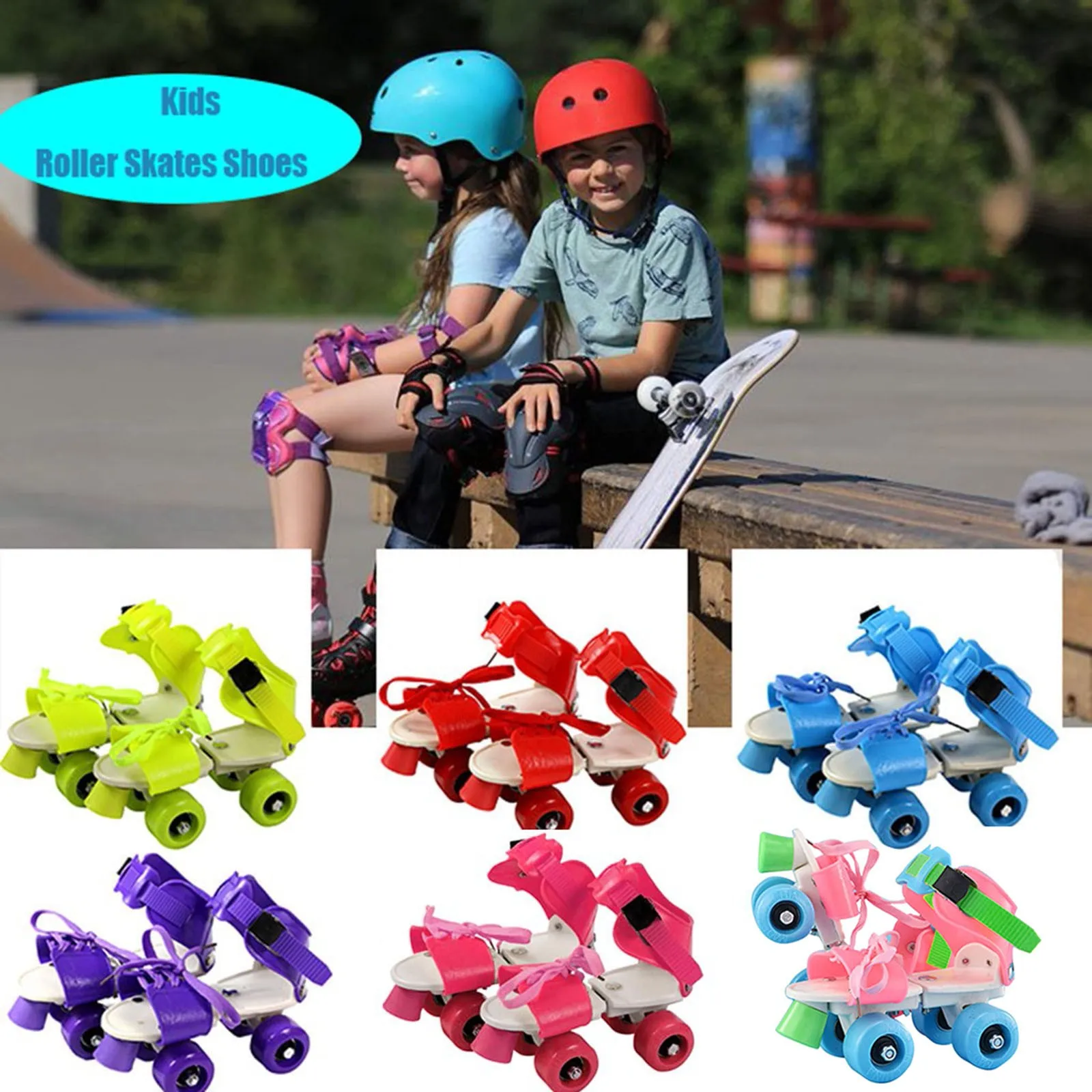 40# Children Roller Skates Shoes 4 Wheel Skating Shoes Adjustable rollerskating for Teenager Freestyle Skating Patins Kids Toys