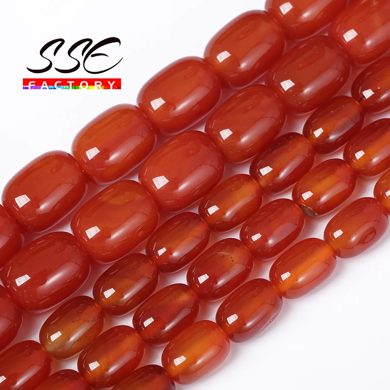 Natural Red Agates Drum Barrel Bead Natural Stone Beads Unique Design GEM Jewelry Accessory Rice Shape Agates 13X18mm