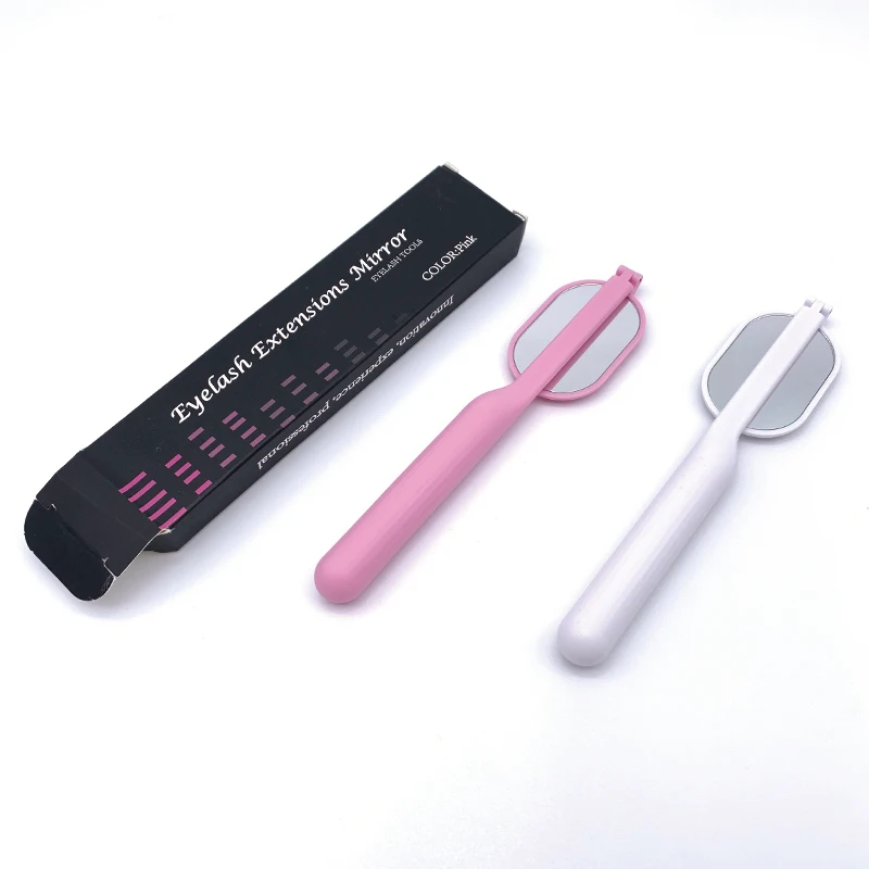 2021 New Style Dental Mirror Eyelash Extension Magnifying Mirror Plastic White Pink Handle Grafting Mirror lashes Makeup Tools