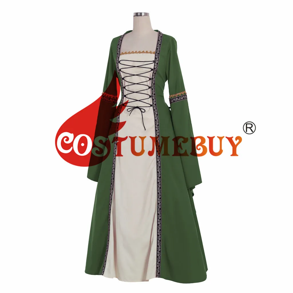 Costumebuy frauen Vintage Celtic Langarm Medieval Kleid Bodenlangen Renaissance Gothic Cosplay Halloween Kostüm Kleid