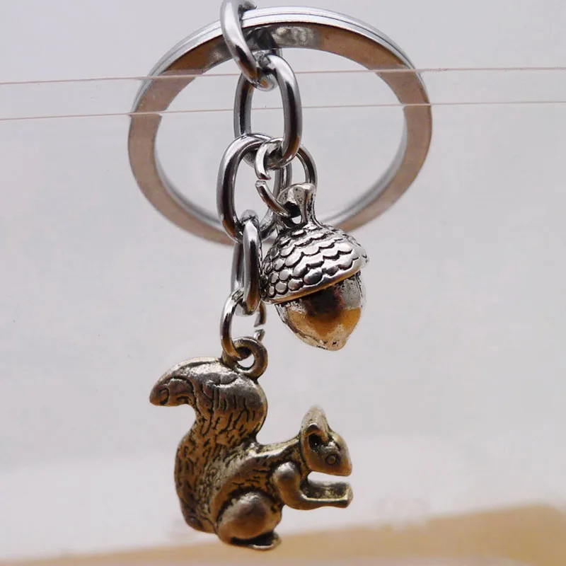 Модный-серебряный-брелок-«Белка-любовь-сосновой-шишкой-мечта»