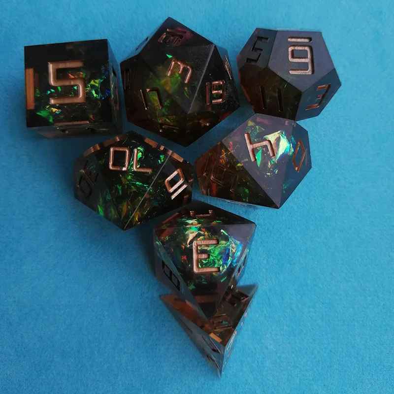 New Dnd dice set  Upscale Resin polyhedral dice  7pcs/Set   rpg dice dadi dados rol D4 D6 D8 D10 D12 D20