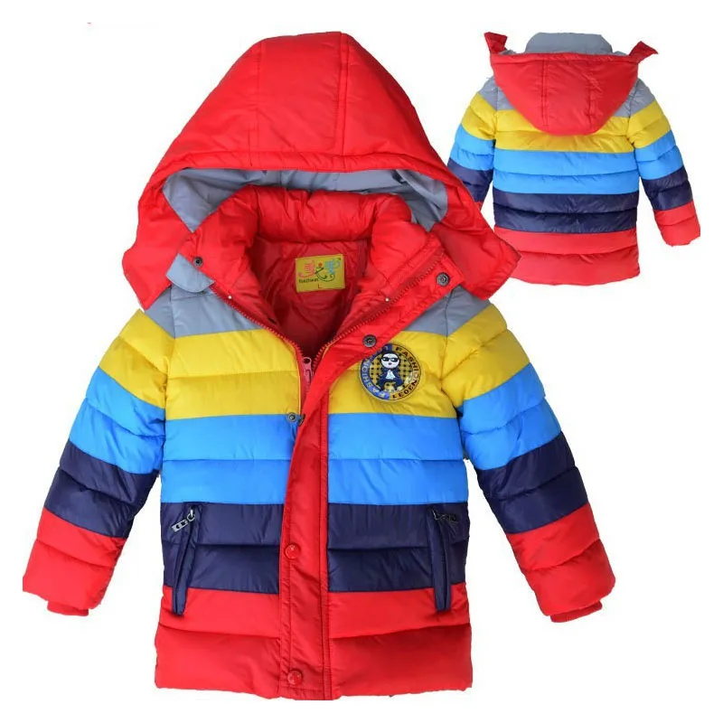 Infant Fashion Jackets Boys Stripe Winter Down Coat 2020 Baby Wear Kids Warm Outerwear Hooded For 2-7 Yrs Children Clothes