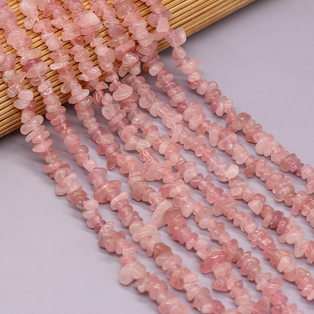 Perline di ghiaia a forma libera irregolare da 40CM perline di quarzo rosa naturale per gioielli che fanno bracciale collana fai-da-te