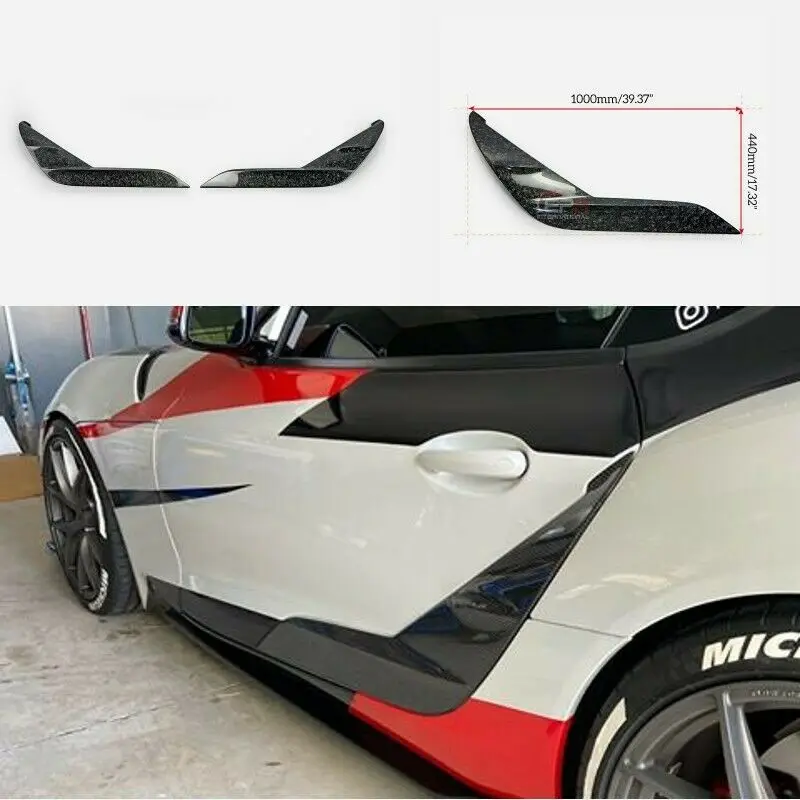 For TOYOTA 19+ Supra A90 T Style Forged Carbon Look Rear Door Garnish Addon replacement Trim Bodykits