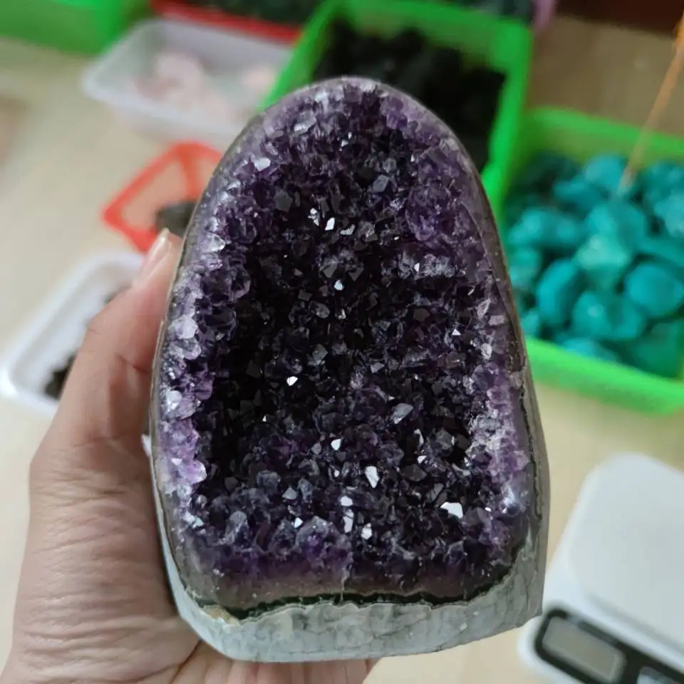 1kg Large Amethyst Cluster Geode Crystal Quartz Cut Base Amethyst Specimen Uruguay