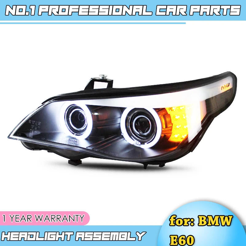 

car accessories For 5 Series E60 headlights 2003-10 For E60 LED head lamp Angel eye led DRL front light Bi-Xenon Lens xenon H