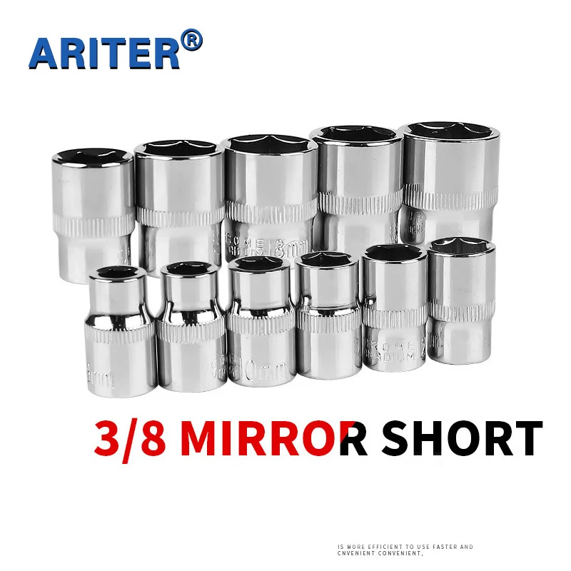 3/8 Hexagon Wrench Socket Set 6mm-24mm Sleeve heads For Ratchet Wrench Spanner 6 Point Socket Bit Adapter Car Repair Tools