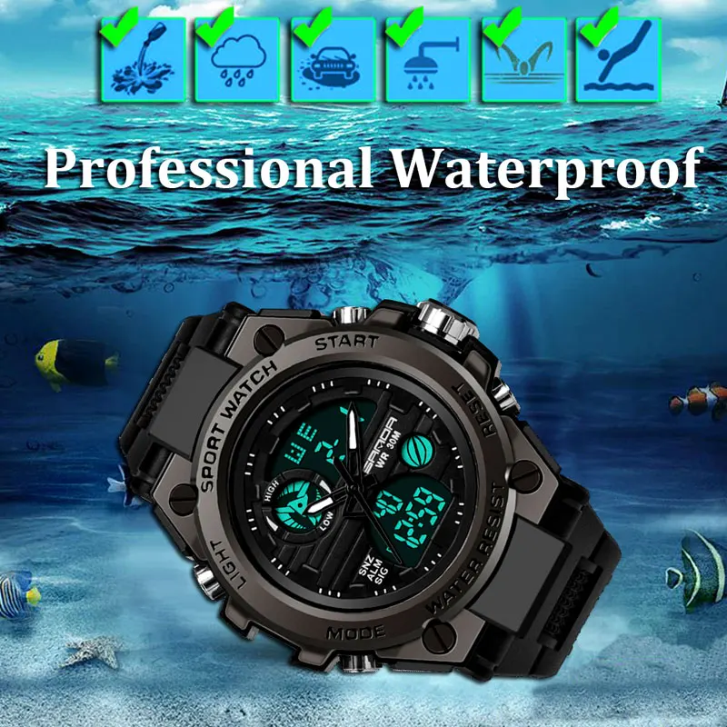 Fashion Sanda Brand Wrist Watch Men Watches Military Army Sport Style Wristwatch Dual Display Male For Clock Waterproof Hours