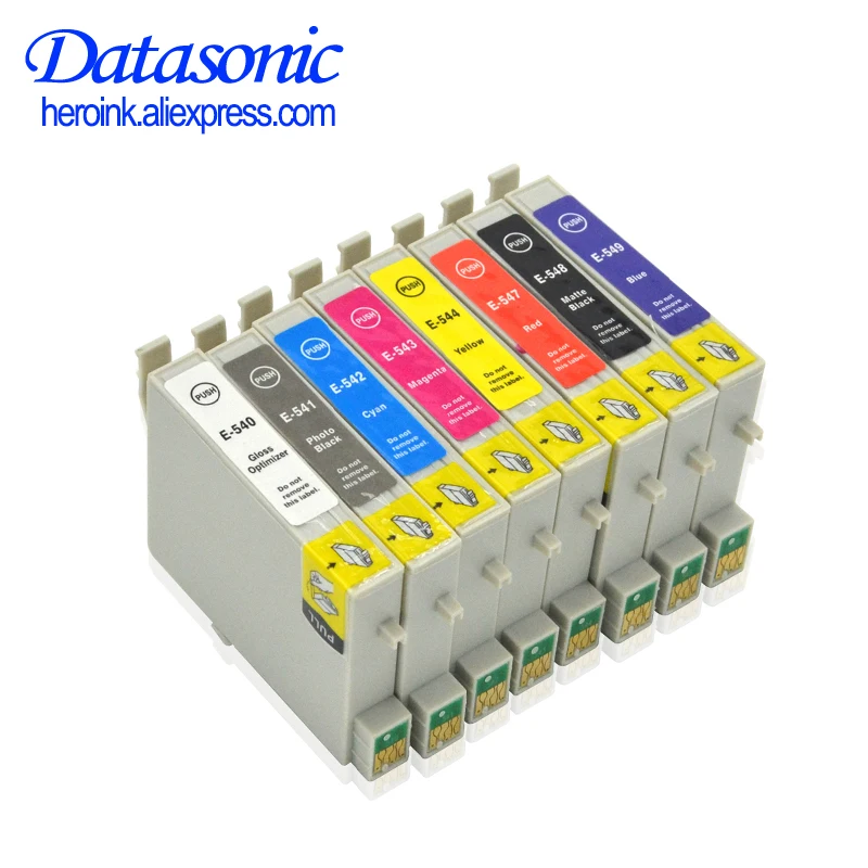 

Datasonic 8pcs Compatible Ink Cartridges For Epson T0540 T0541 T0542 T0543 T0544 T0547 T0548 T0549 Inkjet Stylus Photo R800