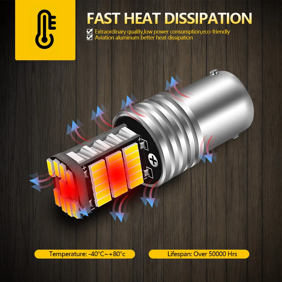 AILEO-bombillas LED 1156 BA15S P21W S25 7506, alta potencia, 45 Uds. 4014SMD, superbrillante, 1200LM, reemplazo para luz de marcha atrás de coche,