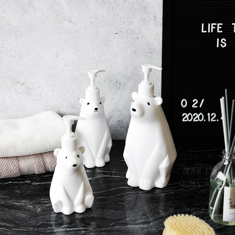 

Hand Sanitizer Bottle Cute White Bear Liquid Soap Dispenser Bathroom Shampoo Shower Gel Kitchen Dishwashing Soap Bottle LD091