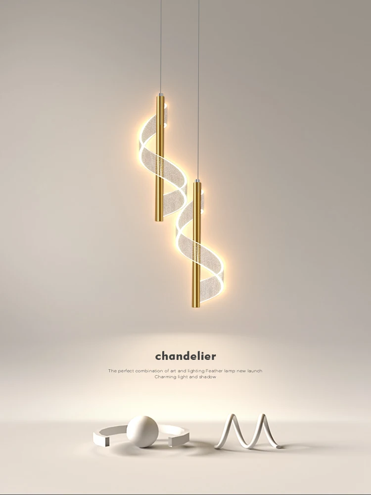 

Novelty S shape LED light pendant Chandelier lamp Kitchen LED suspension luminaire Nordic Light Luxury Living Room Chandeliers