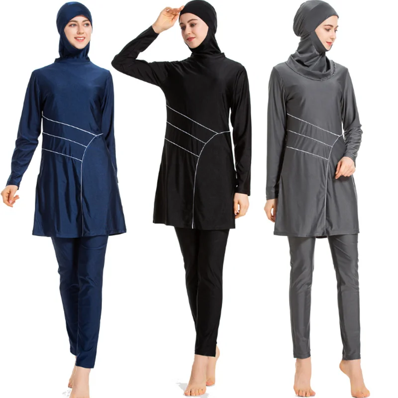 TaoBo Solid Color Muslim Swimsuit Islamic Lady Full Cover Beach Skirts Lady Conservative Bathing Suit Burkinis Long Sleeves