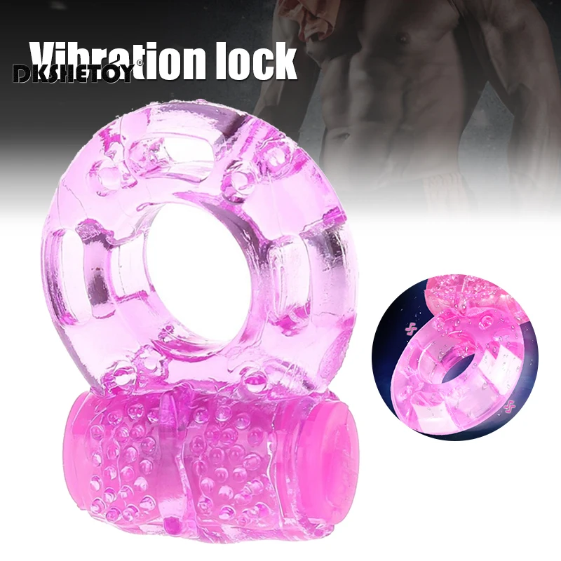 Anillo de vibración duradero para pene para hombres, estimulador de clítoris, retraso de la eyaculación, manga vibratoria de cristal, Juguetes