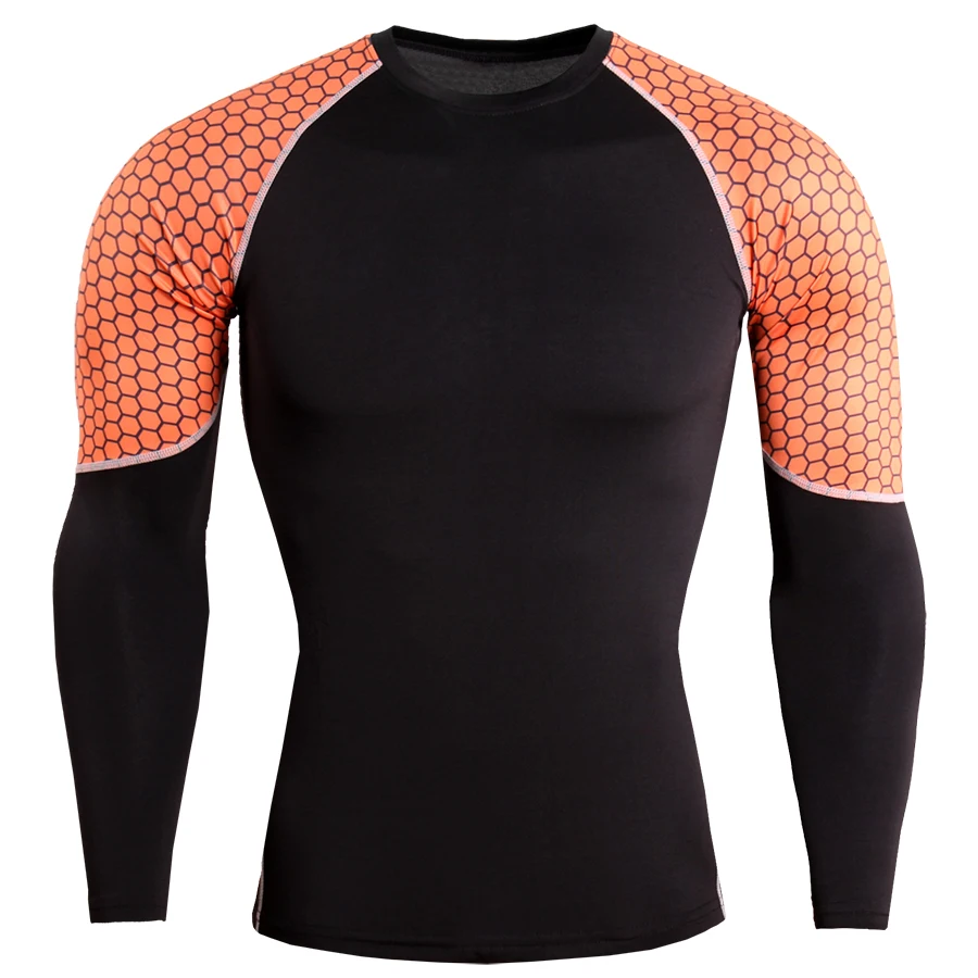 Gym Compression Shirt Dry Fit Running Long Sleeve Men Sport Clothes Bodybuilding MMA Rashguard Sportswear Fitness Training Shirt