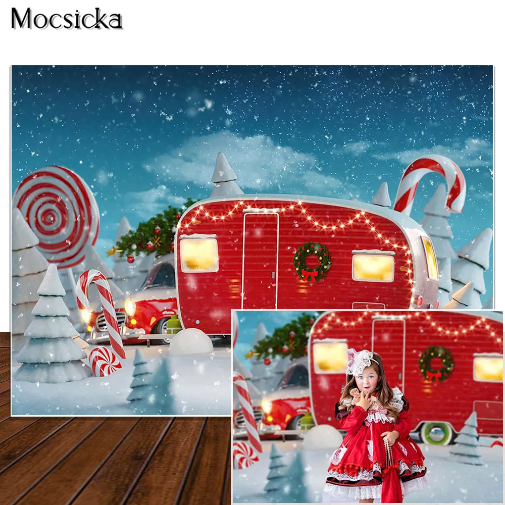 Fondo rojo de Navidad para acampar en invierno, estudio fotográfico, Picnic en nieve, retrato de niños, sesión fotográfica, accesorios de fotografía familiar, fondo de cabina de estudio