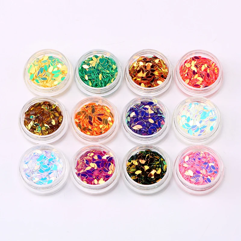 1set 12Grids Mixed Various Shape Colorful Nail Glitter Sequins Laser Sparkly Flakes Slices Manicure DIY Nails Art Deco Supplies