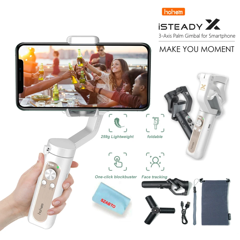 

Hohem Isteady X/X2/V2 Gimbal 3-Axis Opvouwbare Stabilizer Handheld Gimbal Voor Iphone Voor Xiaomi Smartphone Pk Smooth X Dji osm