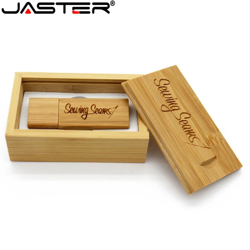 JASTER USB2.0 Wooden bamboo with BOX usb flash drive personal present Memory stick pen drive 4GB 16GB 32GB 64GB free custom logo