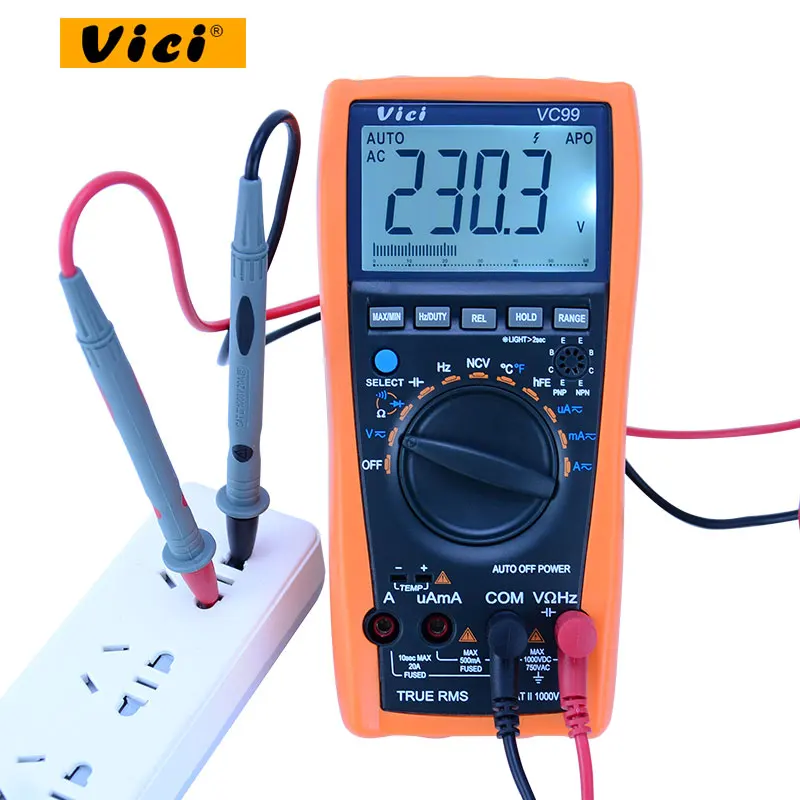 

VICI VC99 Digital Multimeter Multimetro Auto Range 1000V DC AC Resistance Tester Digital Voltmeter Ammeter Capacitance Diode