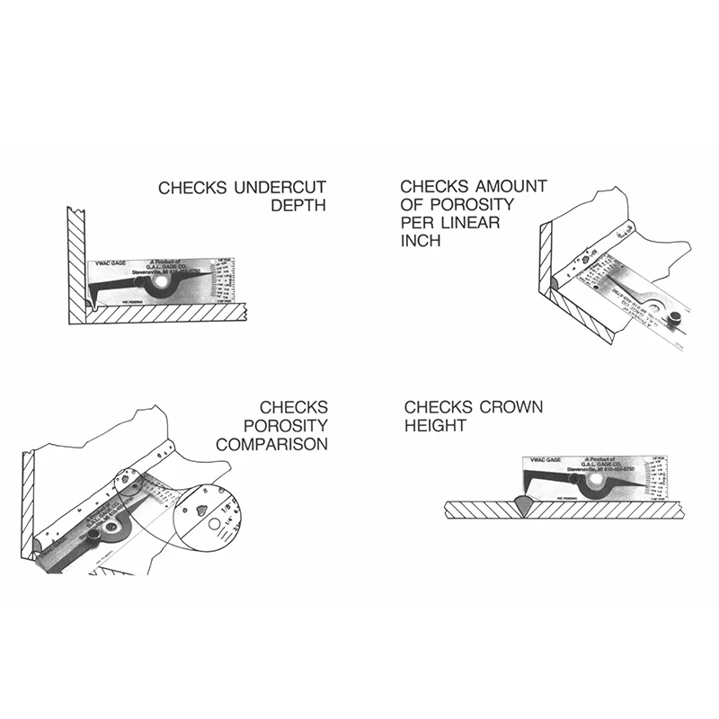 V-WAC Welding Gauge gage weld Biting Edge undercut inspection gage Metric mm Reading